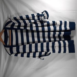 NWT BANDOLINOBLU BLUE/WHITE STRIPE V - neck sweater SZ M